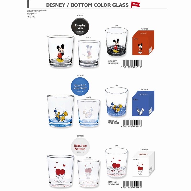 【お買得限定品☆Disney☆日本製】ディズニー　ボトルカラーグラス