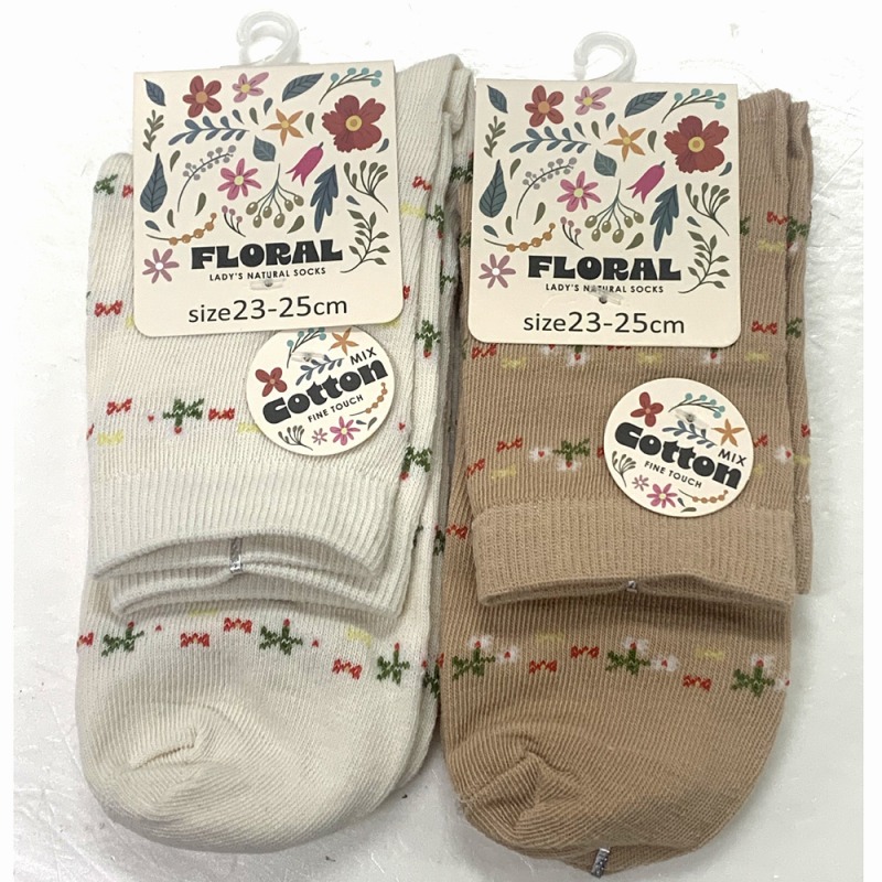 【お買得限定品☆年間売れ筋】婦人　綿混　花柄ソックス