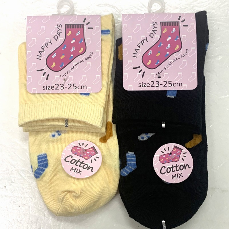 【お買得限定品☆年間売れ筋】婦人　綿混　靴下柄ソックス