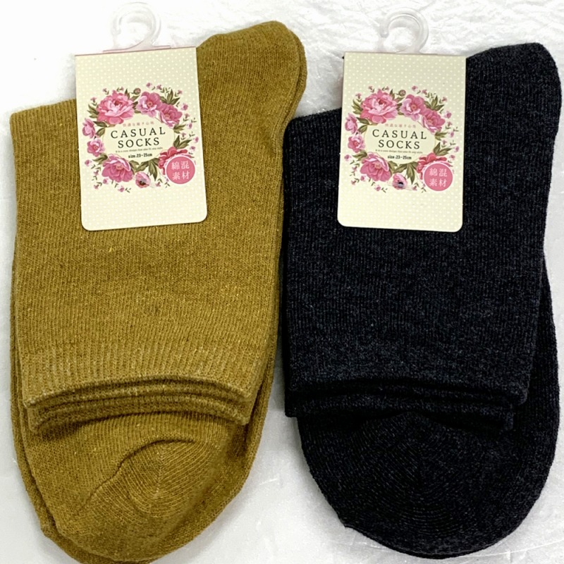 【ベーシックな年間売れ筋】婦人　綿混　平編み　無地ソックス