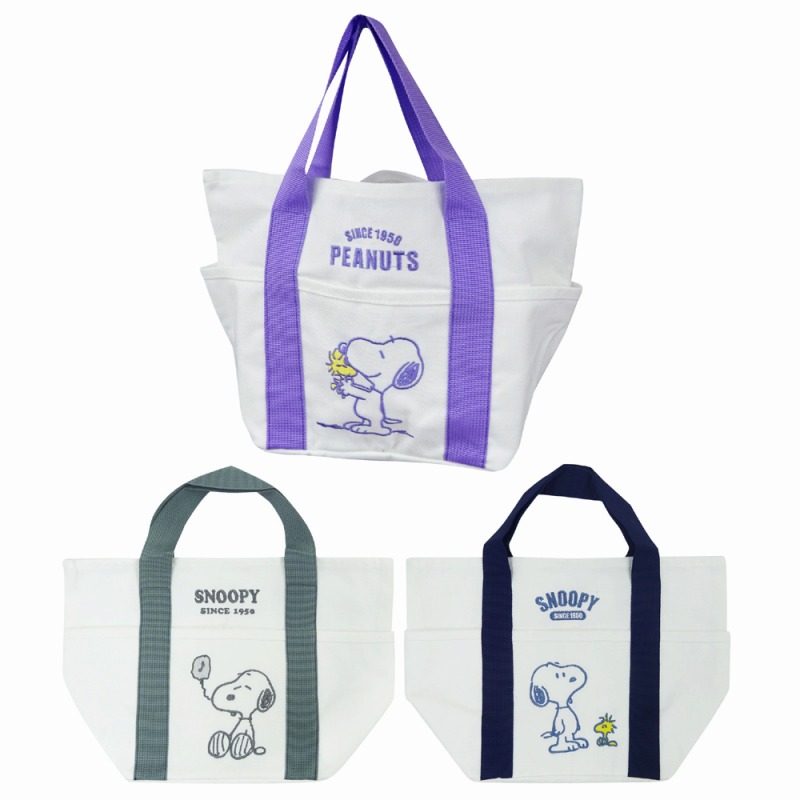 【2026新作☆SNOOPY/MIFFY】スヌーピー/ミッフィー　帆布　刺繍入りランチバッグ