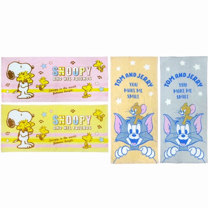 【2026新作☆SNOOPY/Tom&Jerry】個包装　スヌーピー/トム＆ジェリー　フェイスタオル