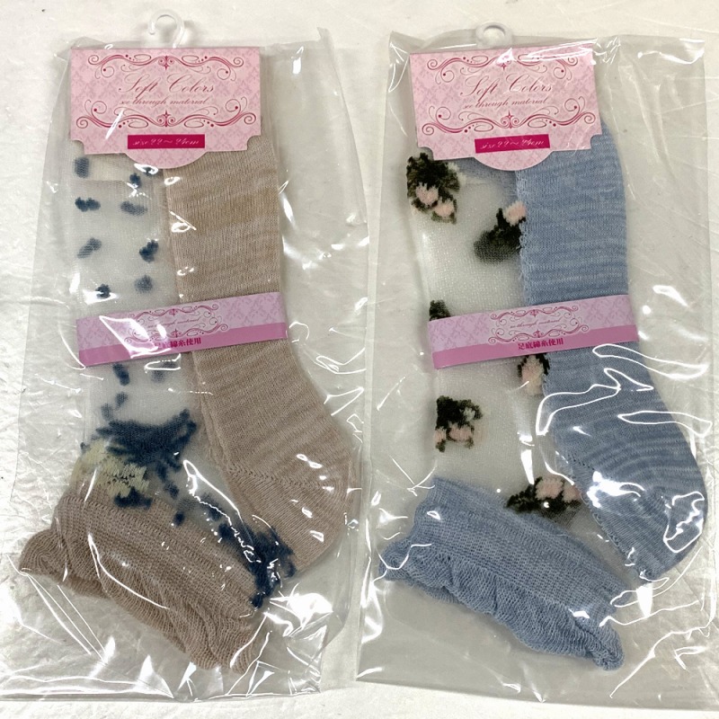 【足元涼しげ♪】婦人　綿混　シースルー　アンクルソックス