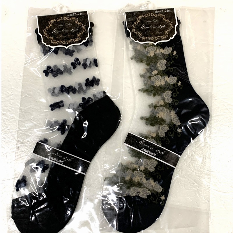 【足元涼しげ♪】婦人　綿混　シースルーソックス