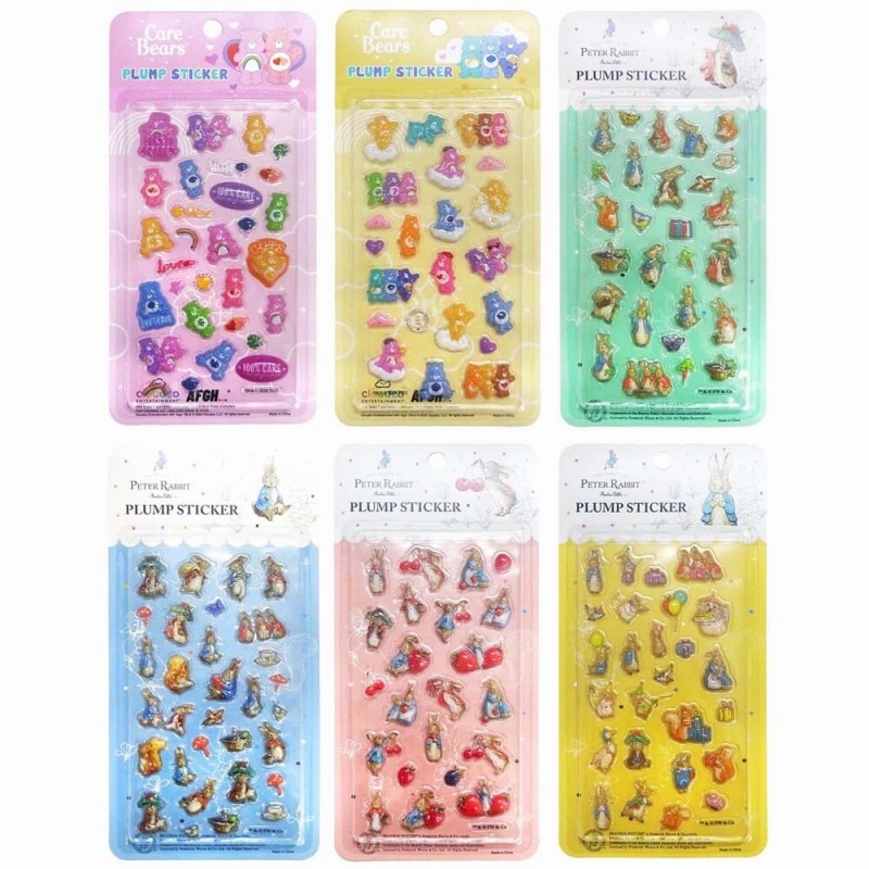 【かわいい】ピーターラビット＆ケアベア　ぷくぷく立体シール